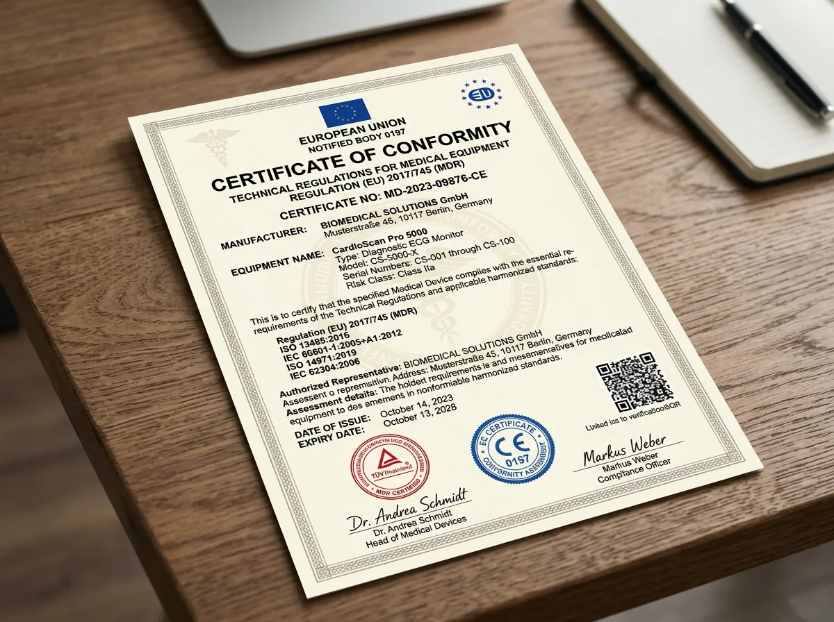 Сертификат соответствия медицинского оборудования техническим регламентам, официальный документ с печатями